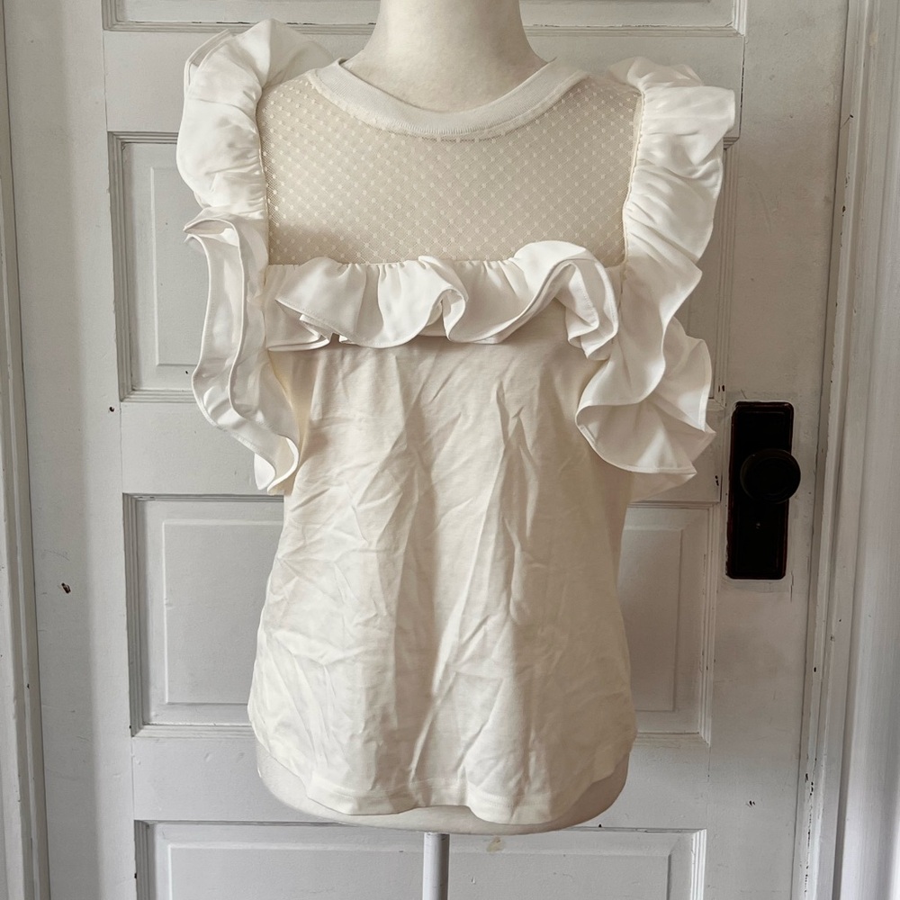 INA | White Ruffle Short Sleeve Top - Picture 5 of 7
